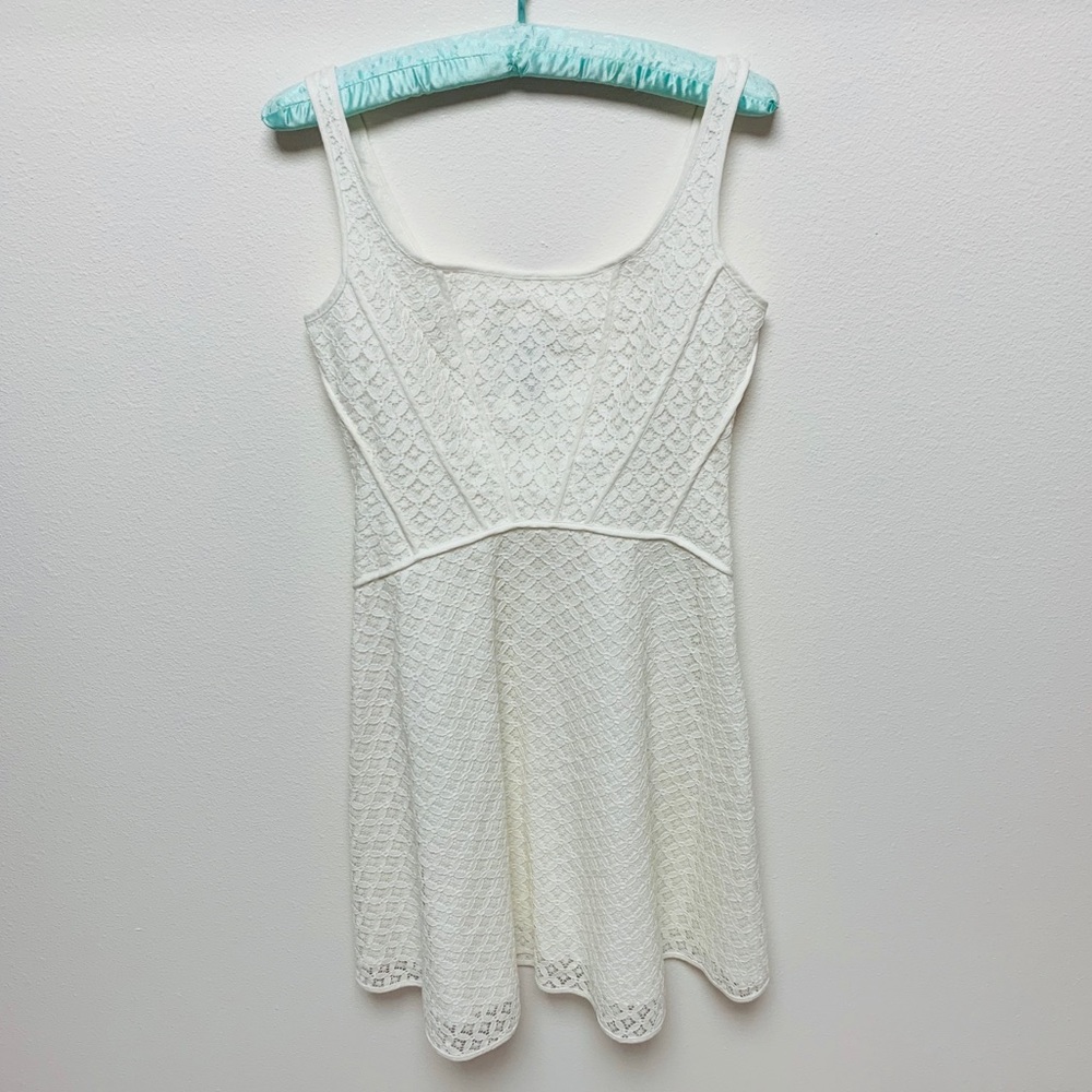 Max Studio White Lace Cotton Fit n Flare Dress